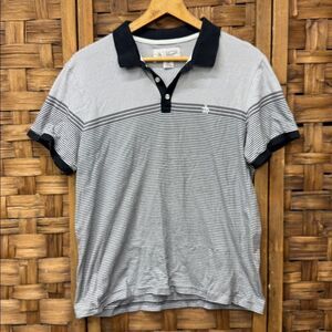 Men's Penguin Striped Polo Shirt - Black and Gray sz Large